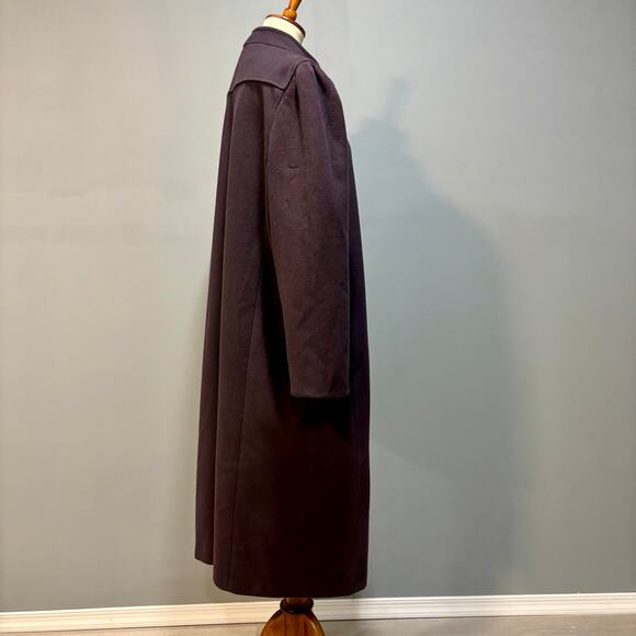 Vintage Plum Purple Wool Blend Maxi Coat with Ruffle Sleeves, Size XL - Picture 6 of 8